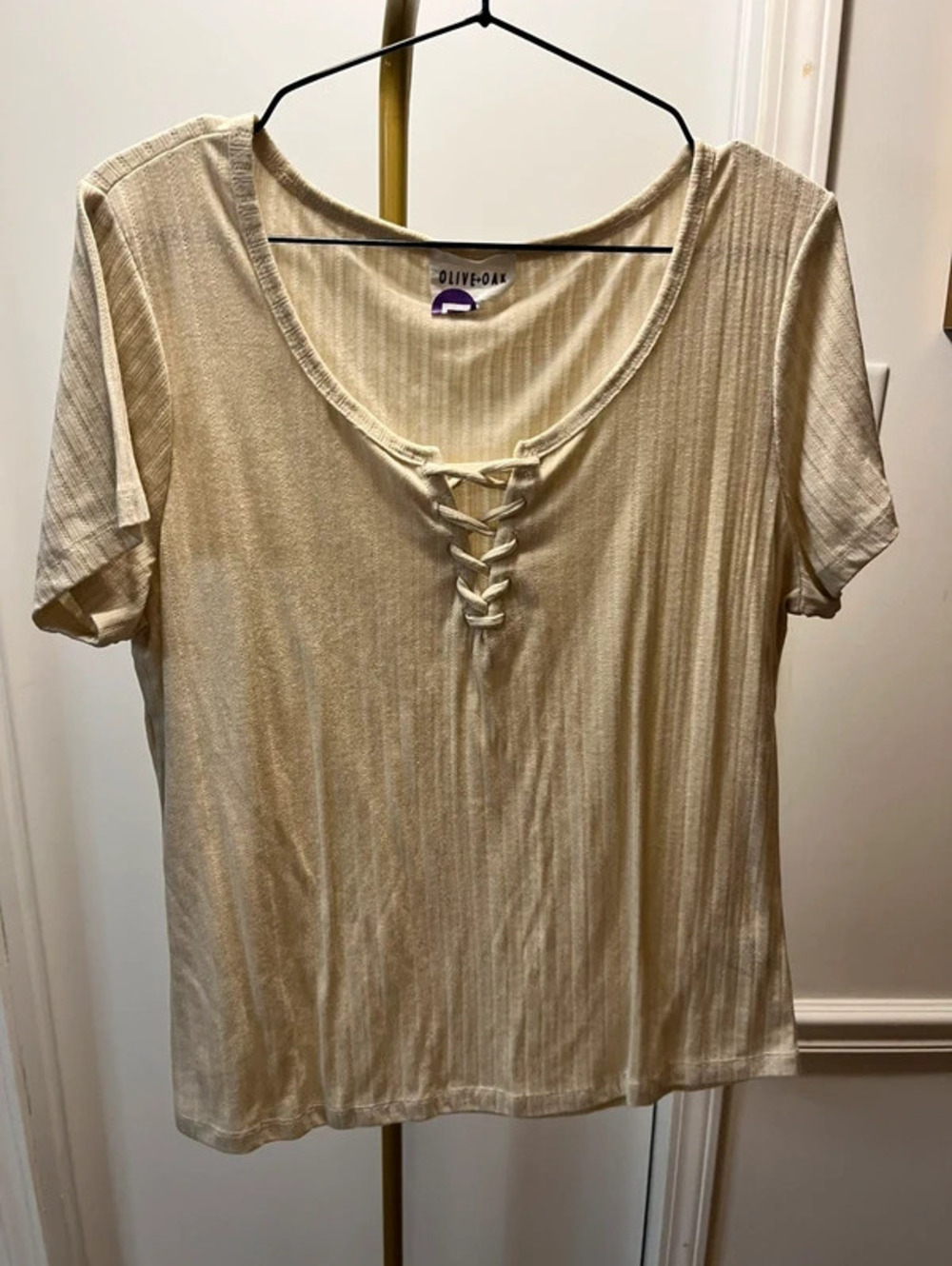 Olive & Oak L cream tie up shirt